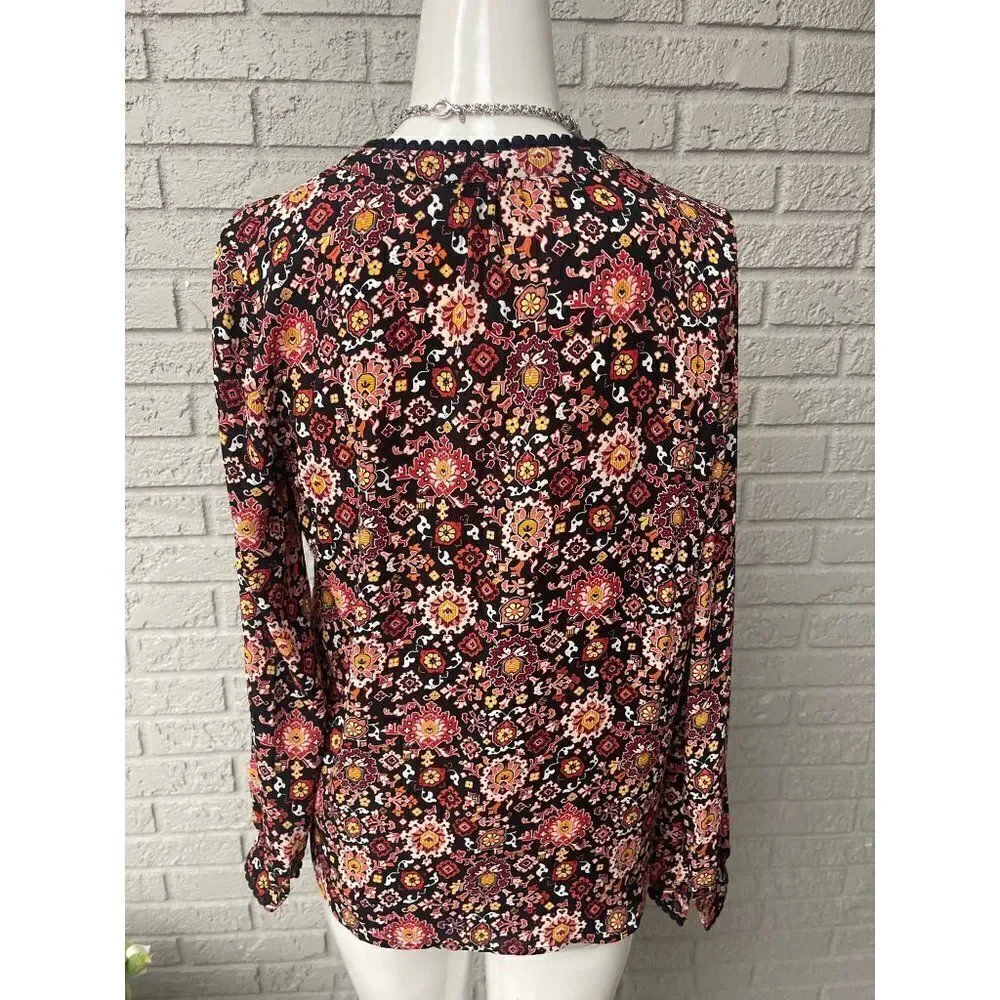 LOFT Petite Floral Long Sleeve Blouse Size XSP